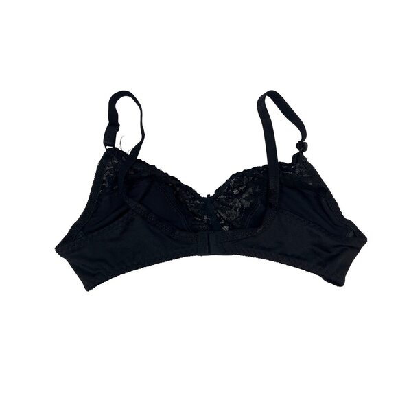 Whisper Soft Black Lace Nylon & Lycra Wireless Bra Size 36 Adjustable Straps 17b - Picture 2 of 6
